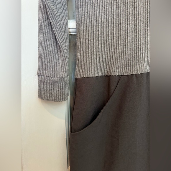 Anthropologie Amadi Grey Colorblock Shift Dress Stretchy Ribbed Knit Size XS - Picture 6 of 13